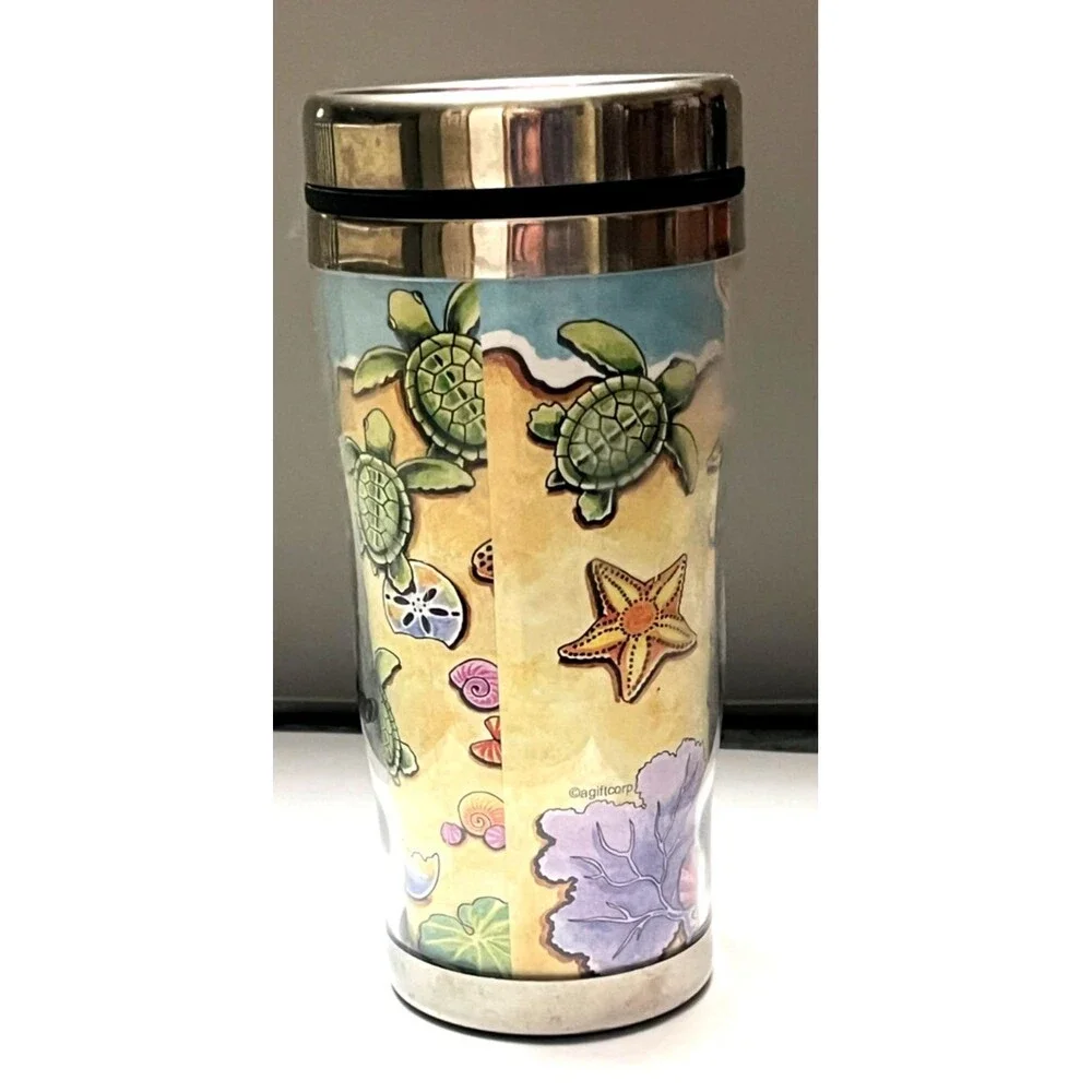 Sea Turtle Coastal Stainless Steel Insulated Tumbler Slider Lid Tropical Curacao